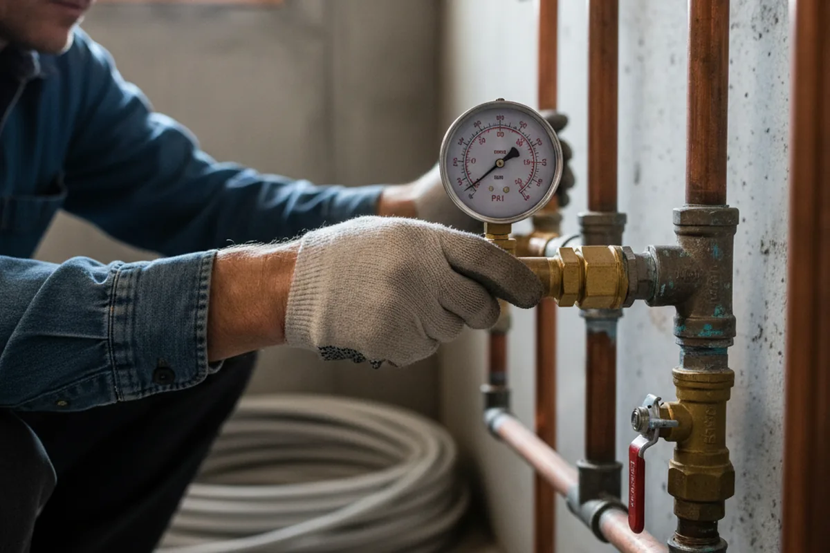 Pressure testing a repaired line during Water Line Repair in Sanderson